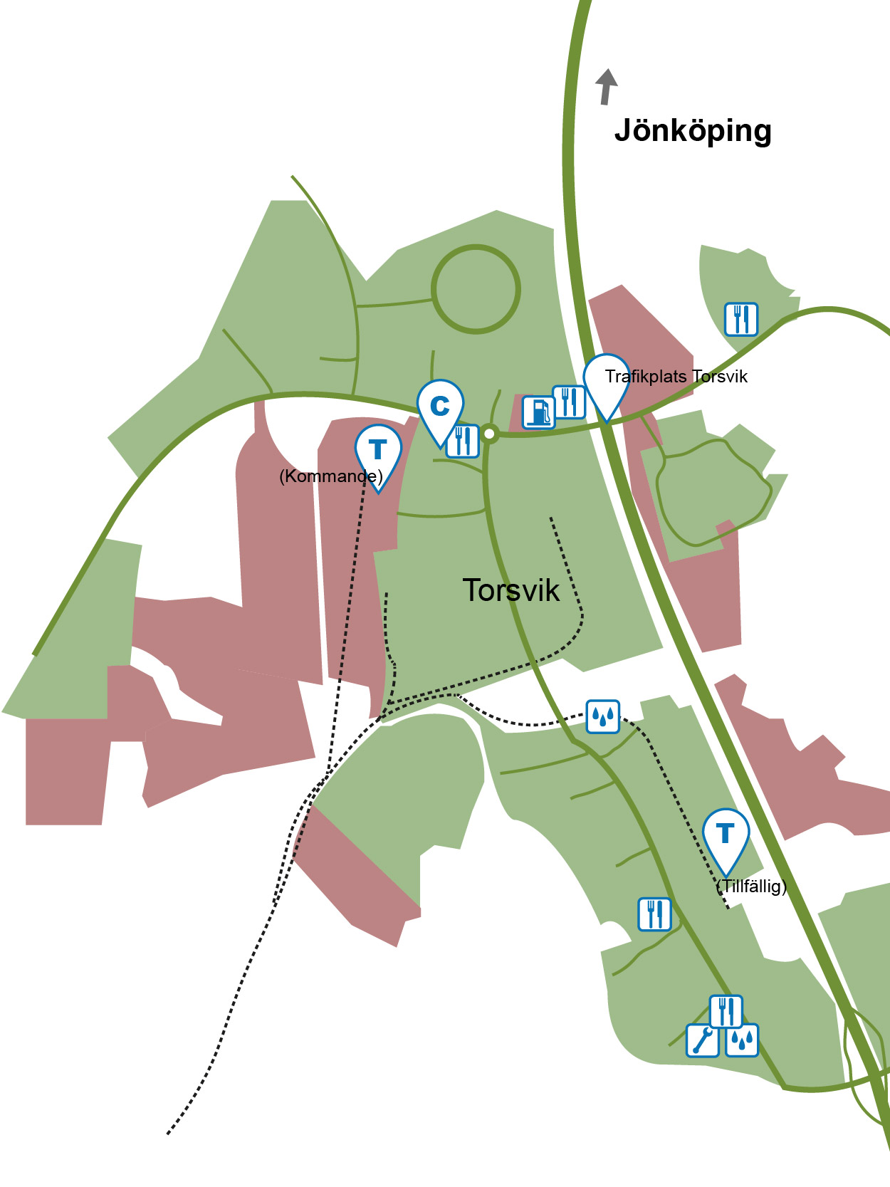 Illusterad karta som markerar delområdet Torsvik på LogPoint. 