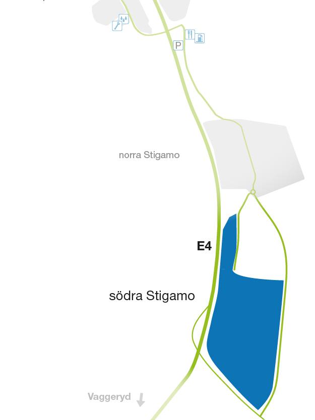 Illusterad karta som markerar delområdet södra Stigamo på LogPoint. 