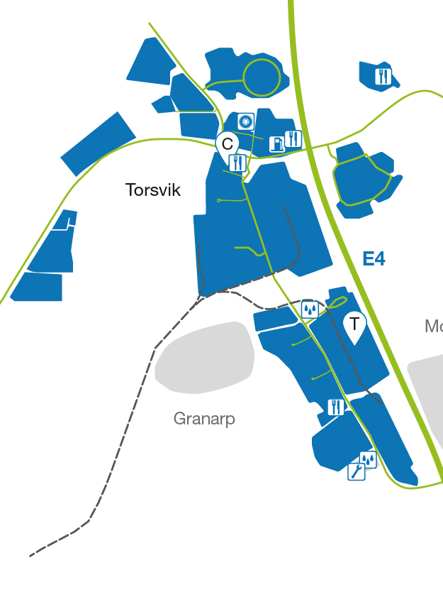 Illusterad karta som markerar delområdet Torsvik på LogPoint. 